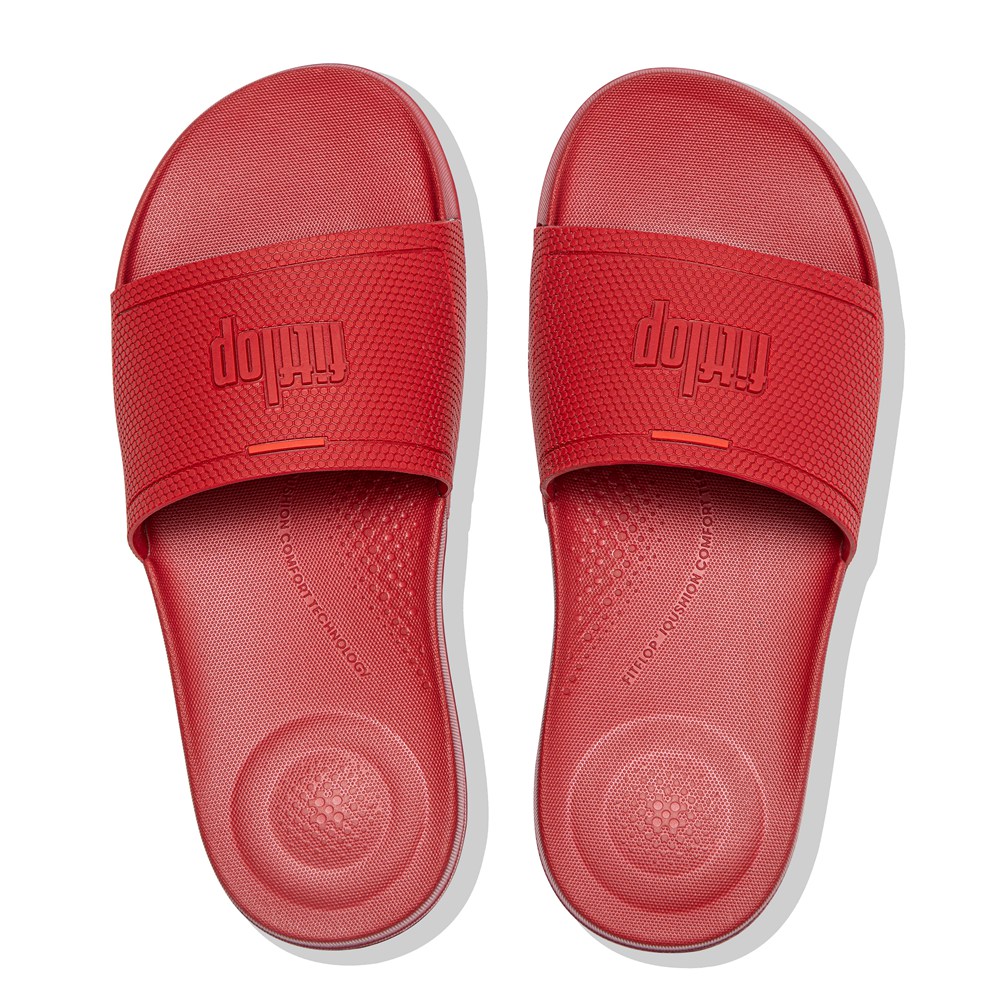 Fitflop Womens Slides - Iqushion Pool - Red - 209-CDVASF